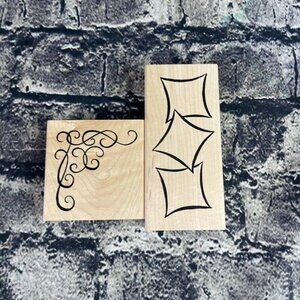 DeNami Design CORNER FLOURISH & FANCY SQUARES Rubber Stamp